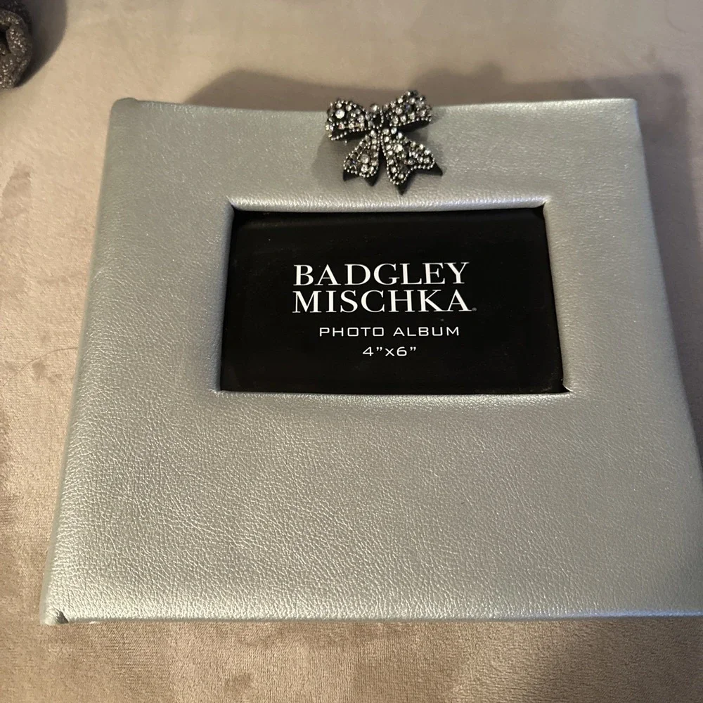 Badgley Mischka Silver Photo Album with Bow Accents